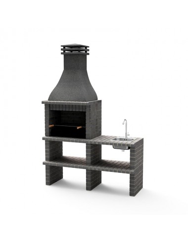 Barbacoa Khiva Plus con Lateral Completo con Fregadero, Grifo y Brasero Movelar - 1 2